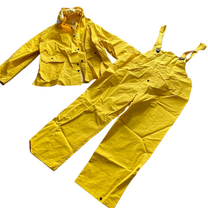 Western Safety Yellow Rain Suit 2PC SIZE L Waterproof Jacket Bib Overalls